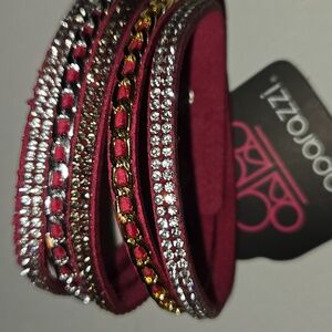 Elegant Pink and Gold Crystal Button Bracelet